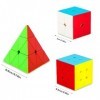 Coolzon Speed Magic Cube Ensemble, 3 Pack Speed Speed Cubes Magic Pyraminx Pyramid Cube + 2x2 + 3x3 Magic Puzzle Cubes 3D Puz