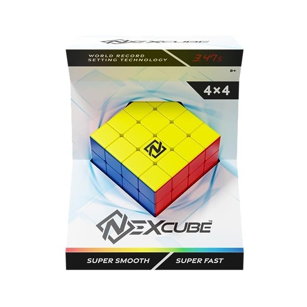 Nexcube - Cube 4x4 pour Enfants dès 8 ans - Jeu de Casse Tête - Jeu de Rapidité et de Réflexion - Rotation Facile et Coins Ar