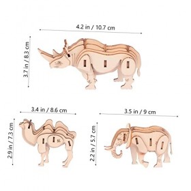 ibasenice 3 Pièces Puzzle Animaux Casse-tête pour Puzzles danimaux Inachevés Jouets Maquette Scie Sauteuse Puzzles pour Adul