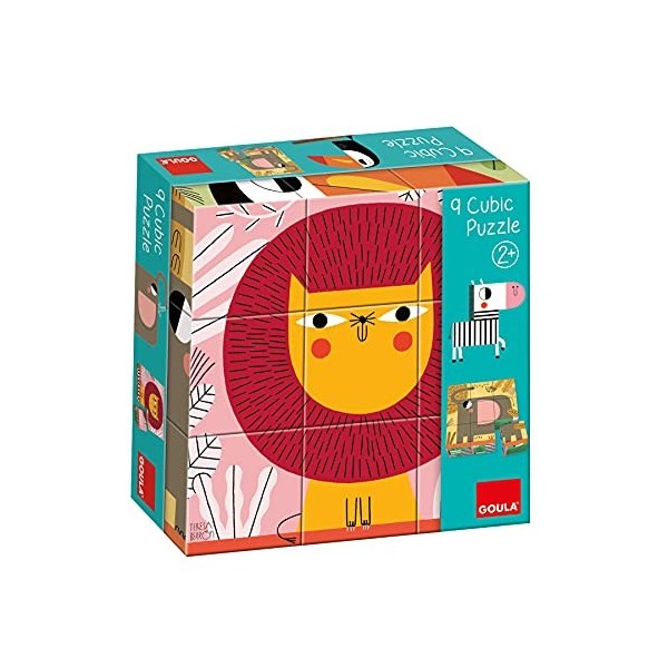 Goula 9 Cubic Cubes Puzzles sur Le thème des Animaux de la Jungle pour Enfant dès 2 Ans, 53469, Multicolore