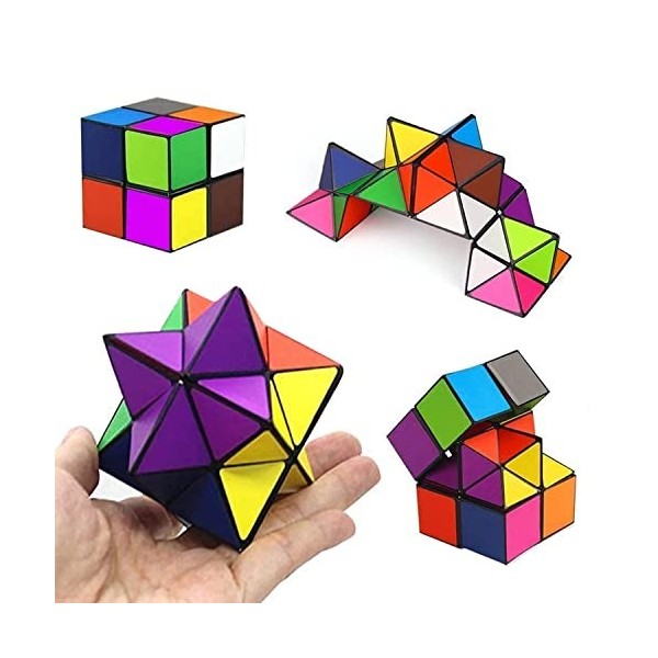 Cube Magique étoile 2 en 1,Cube Infini Couleur Magic pour Enfants et Adultes,Puzzle 3D pour Jeu dentraînement Cérébral ou Ca