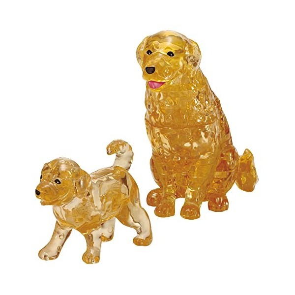 kinzel hcm gmbh- HCM Kinzel-59189-Puzzle 3D Crystal-Golden Retriever-Puzzle à emboîter pour Adultes et enfants-44 pièces-Jaun