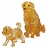 kinzel hcm gmbh- HCM Kinzel-59189-Puzzle 3D Crystal-Golden Retriever-Puzzle à emboîter pour Adultes et enfants-44 pièces-Jaun