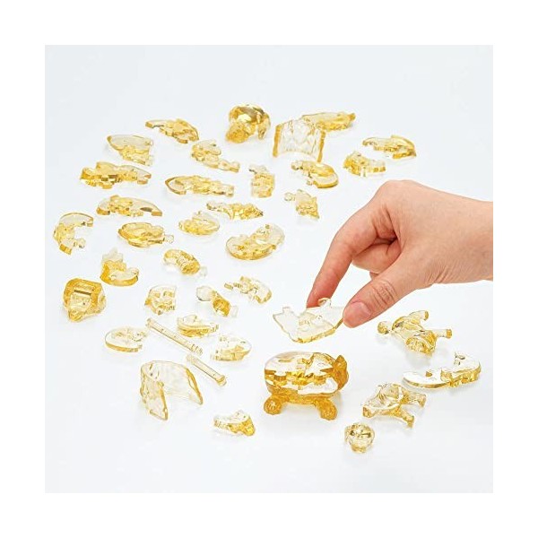 kinzel hcm gmbh- HCM Kinzel-59189-Puzzle 3D Crystal-Golden Retriever-Puzzle à emboîter pour Adultes et enfants-44 pièces-Jaun