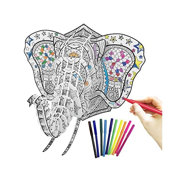 Yibin Peinture à colorier dart | Jouets coloriage Puzzle 3D - Kit Peinture 3D éducatif Portable avec 10 stylos coloriage, Ca