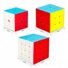 Coolzon Speed Magic Cube Ensemble, 3 Pack Cube Magique 2x2x2 3x3x3 4x4x4 avec Autocollant de PVC 3D Puzzle Cube Brain Teasers