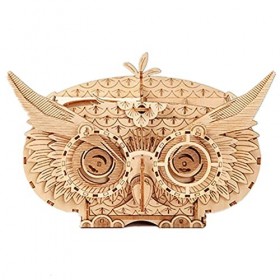 Rongchuang Boîte à Bijoux Puzzle 3D en Bois DIY Vintage Hibou Boîte de Rangement Puzzle 3D Boîte à Trésor Puzzle pour Enfants