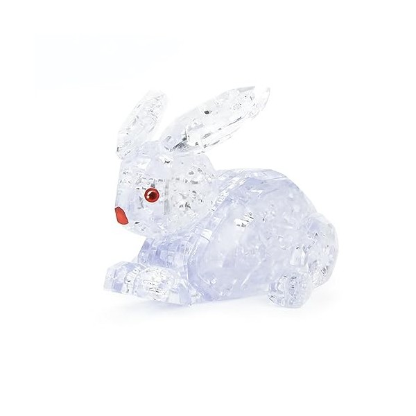 BTYYIHEX Casse-tête en cristal 3D en forme de lapin, casse-tête en cristal pour puzzles de 16 ans et plus, 56 pièces blanc 