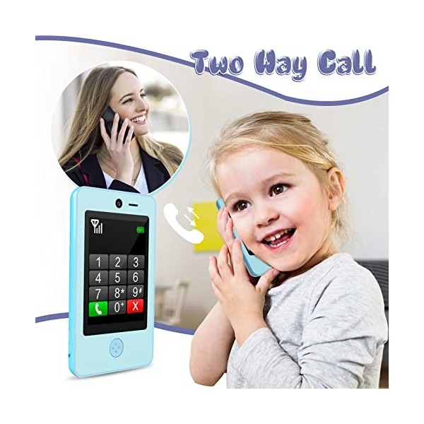 Kesasohe Téléphone Portable Enfant,Téléphone Jouet pour Enfants Connectée  SOS,Podomètre, Caméra, Jeux,Musique,Téléphone éduca