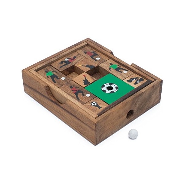 Le Football: Taquin du Cerveau 3D Fait à la Main - Bois Puzzle 3D - Casse Tete Jeu de logique. Puzzle 3D pour Enfants Adulte 