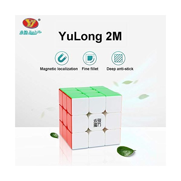 FunnyGoo YongJun YJ YuLong 2M 3x3x3 V2M Cube Magique Puzzles Lisses Cube + Support Un Cube Stickerless 