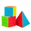Maomaoyu Speed Cube Set, 3 Pack Smooth Speed Puzzle Cube pour Enfants et Adultes, Cube Magique 2x2 3x3 Pyraminx, Stickerless