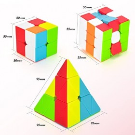 Maomaoyu Speed Cube Set, 3 Pack Smooth Speed Puzzle Cube pour Enfants et Adultes, Cube Magique 2x2 3x3 Pyraminx, Stickerless
