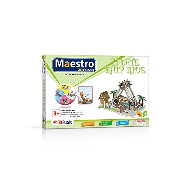 MAESTRO ATRACCIÓN Barco PIRATA-50 PCS-TAMAÑO MONTADO: 17CM X 12CM X 11CM Puzzle 3D, 120096, Multicolore