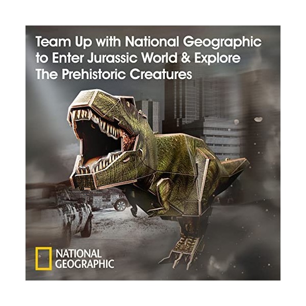 Puzzle 3D Dinosaure T-Rex Jouet pour Garçon Fille 5 6 7 Ans National Geographic pour Décorer Le Parc des Dinosaures, Puzzle 3