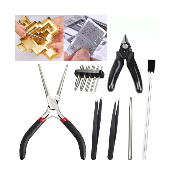 Ensemble Doutils pour Puzzle en Métal 3D, Outil de Construction de Modèles 11 Pièces Outils pour Construire des Kits Métalli