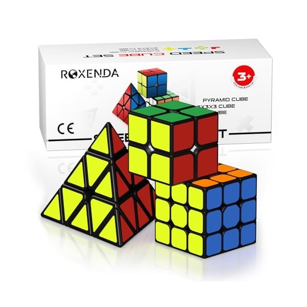 ROXENDA Speed Cube Set, Cube de Vitesse 2X2 3X3 Pyramid Original Cube Magique