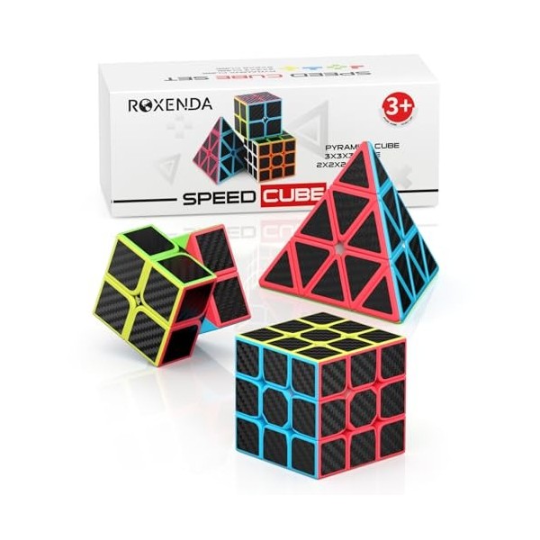 ROXENDA Speed Cube Set, Cube de Vitesse 2X2 3X3 Pyramid Original Cube Magique