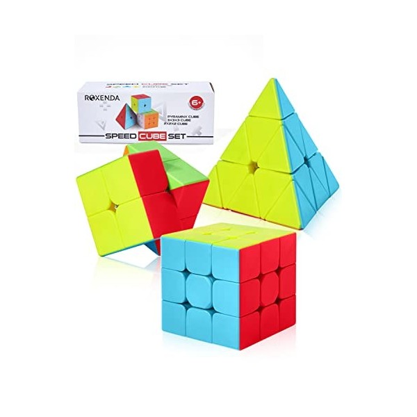 ROXENDA Speed Cube Set, Cube de Vitesse 2X2 3X3 Pyramid Original Cube Magique