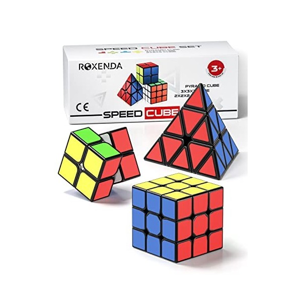 ROXENDA Speed Cube Set, Cube de Vitesse 2X2 3X3 Pyramid Original Cube Magique