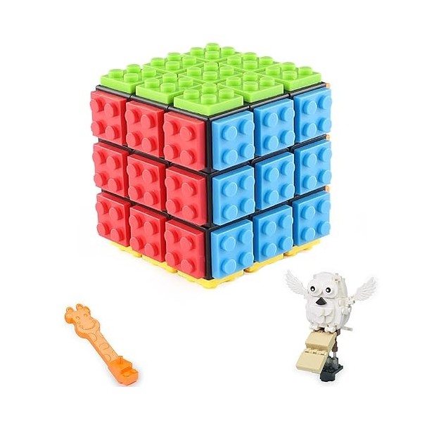 Taolele 3x3 Brick Speed ​​Cube Toy avec 88Pcs Parrot Mini Building Blocks Cute Animals Sets, Build-on Brick 3D Magic Cube 3 e