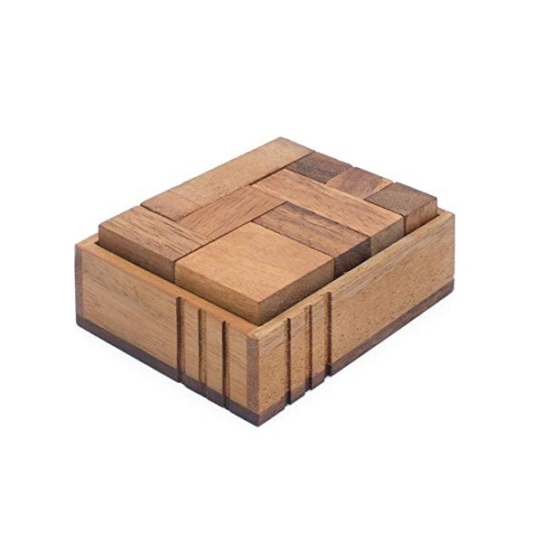 SiamMandalay Challenge Box: Taquin du Cerveau 3D Fait à la Main - Bois Puzzle 3D - Casse Tete Jeu de logique. Puzzle 3D pour 