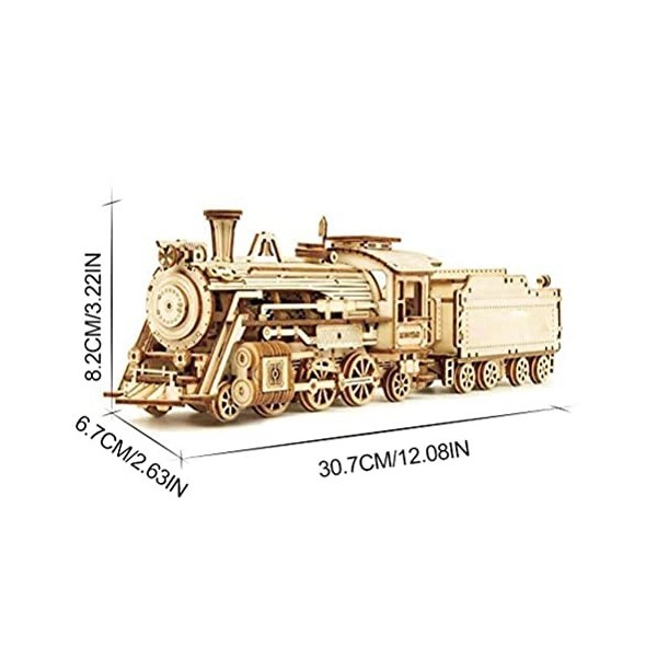 Bagima Puzzle 3D - Véhicule modèle de train à vapeur - Puzzle en bois 3D - Jouets de montage pour adultes et adolescents - Pu