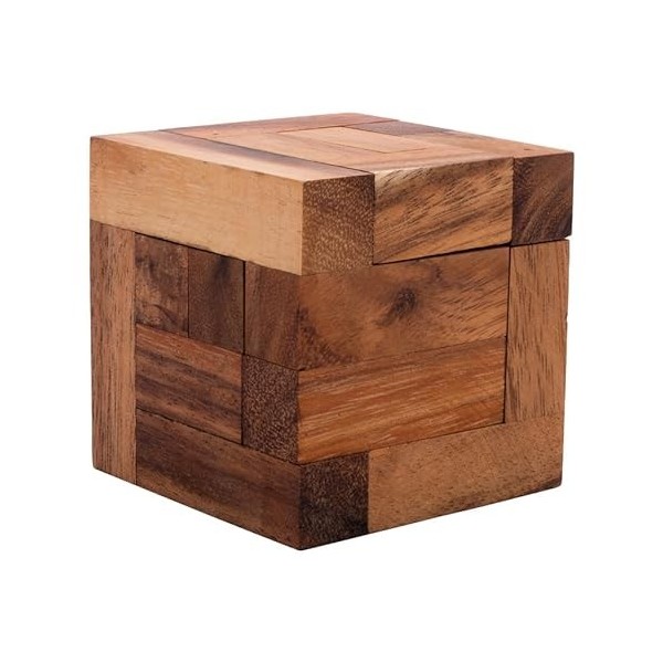 Engelhart – 350220 - Convolution Casse-tête en Bois Niveau Expert – 6 pièces – Solution dans Le Jeu –  Cube de 7.8 cm de coté