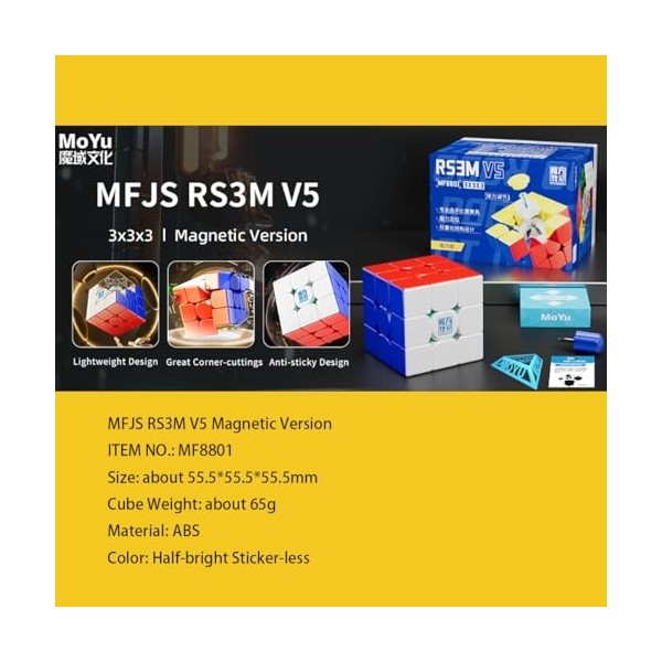 MoYu Cubing Classroom MFJS RS3M V5 3 x 3 x 3 2023 Cube Twist Puzzle Cube Jouet sans autocollant Version M standard