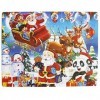 FunnyGoo coloré en Bois 100 pièces Santa Puzzle Joyeux Noël Noël Père Noël dans Une boîte Grand Cadeau pour Les Enfants + Un 