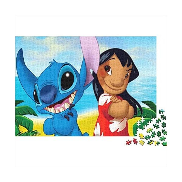 Puzzle Adulte 300 Pièces Stitch Lilo & Stitch Personnages animés Puzzle Classique Kit Bricolage Jouet en Bois Cadeau Unique D