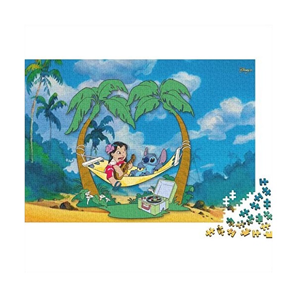 Puzzle Adulte 300 Pièces Stitch Lilo & Stitch Personnages animés Puzzle Classique Kit Bricolage Jouet en Bois Cadeau Unique D