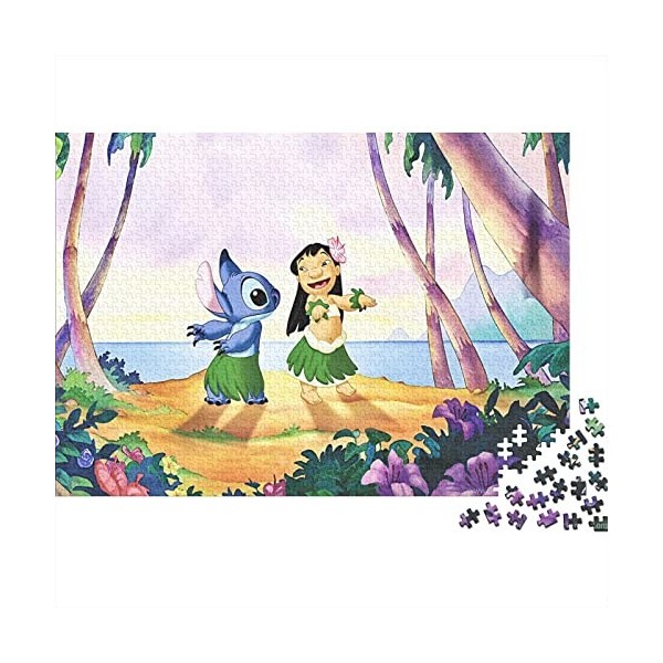 Puzzle Adulte 300 Pièces Stitch Lilo & Stitch Personnages animés Puzzle Classique Kit Bricolage Jouet en Bois Cadeau Unique D