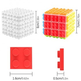 Speed Rubix Cube 3x3, construit sur Brique Magic Cube 2 en 1 Brain Brick et Puzzle de Jeu, Compatible avec Lego Children Adul