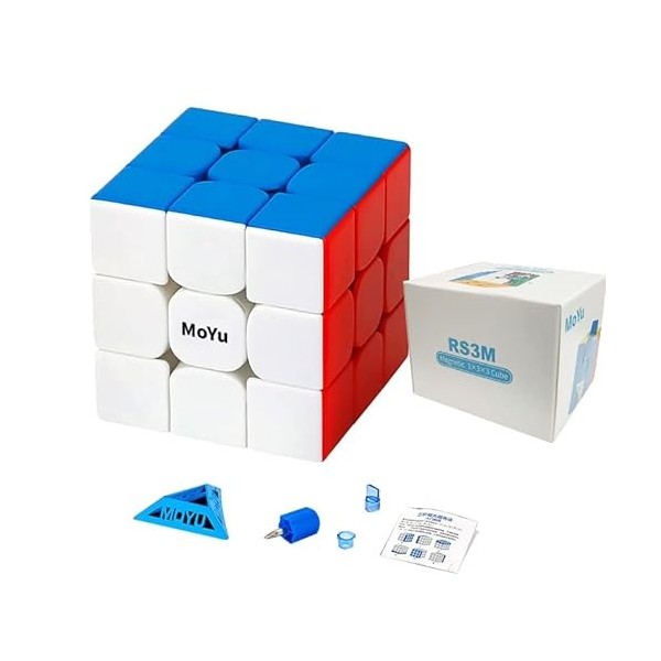 MOYU RS3M Cube de Vitesse Magnétique 3x3 sans Autocollant, Cube Lisse Facile à Tourner, Jeu de Casse-Tête Classique Cadeau po