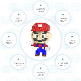 Mini Bricks Building Blocks, Puzzle de Mario, Puzzle de Yoshi, Blocs de Construction de Dinosaures, Blocs de Construction Mar