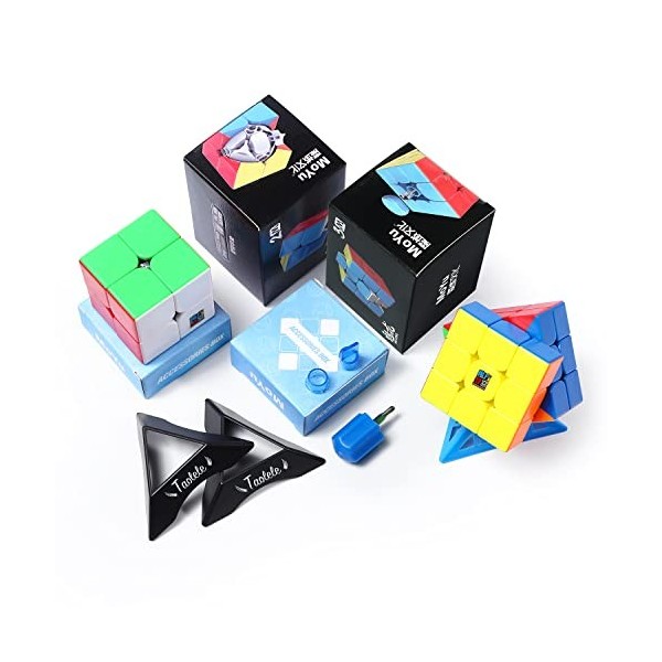 Speed Cube Sets, MOYU Meilong M 2pcs Magic Cube 2x2 3x3 Magnétique Durable et Flexible Puzzle Cube Casse-tête pour Enfants Ad