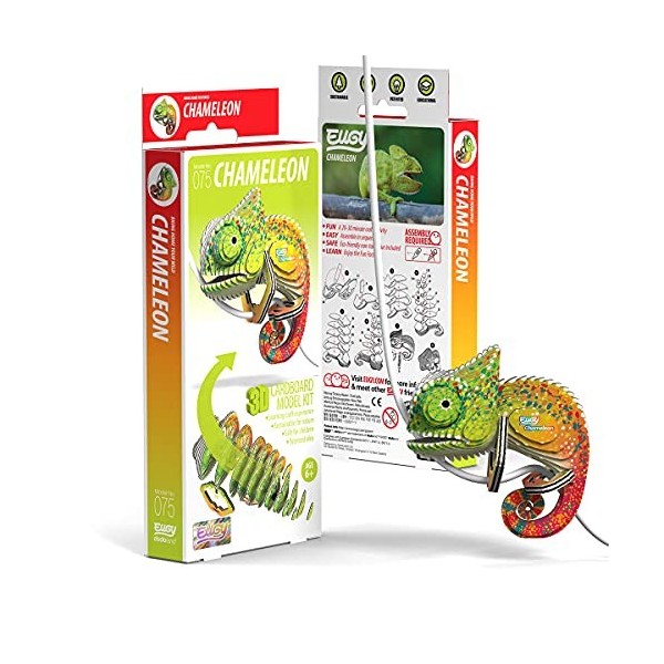 EUGY- Chameleon Puzzle 3D Caméléon pour Enfants et Adultes-À Monter soi-même-Animaux-À partir de 6 Ans, EH-075