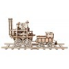 EWA Eco-Wood-Art Puzzle 3D en bois-Casse tête adulte et adolescent-Assemblage sans Colle-325 pièces-Echelle 1:25, Locomotive,