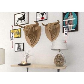 TÊTE DE TAUREAU Trophée animalier bricolage en carton recyclé. Kit puzzle 3D sculpture murale décor animalier. Produit artisa