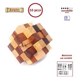 Logica Jeux Art. Le Roque - Casse-tête 3D en Bois Précieux - Difficulté 4/6 Extrême - Collection Leonardo da Vinci