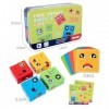 ZHUGULIALI 88 pièce Puzzle de Expression Emoji Cubes en Bois Interactif Emoji Bloc Jeux Cube de Construction IQ Puzzle de Vis