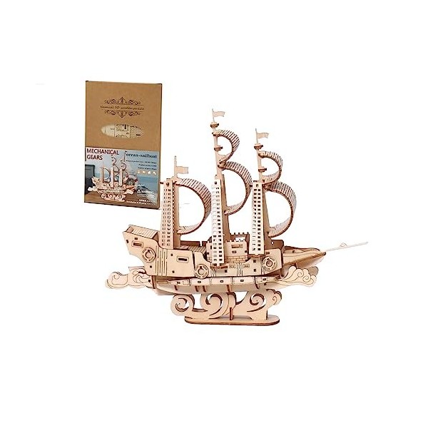 UpGLeuch Puzzles en bois 3D pour adultes - Kit de modèle en bois 3D pour adultes à construire - Kits de modèle de bateau en b