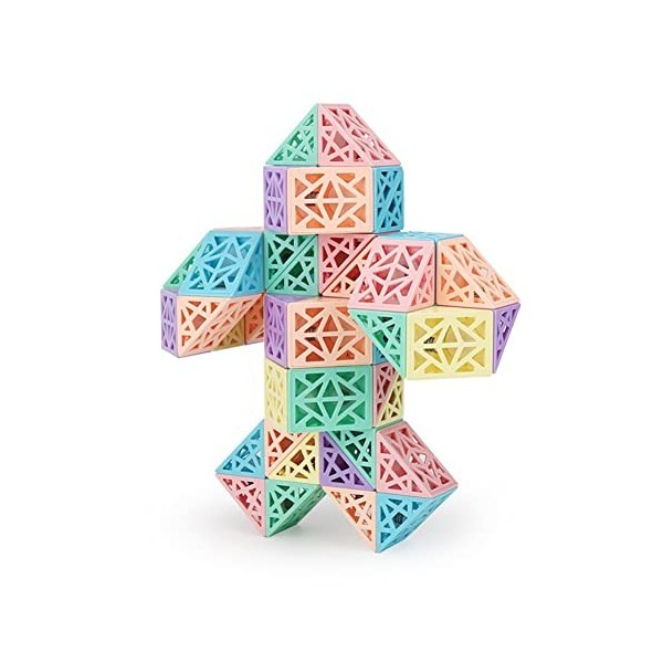 ShiningLove Snake Cube Puzzles, Hollow Design Wedges Magic Snake Cube Puzzles 3D Brain Teaser Jouet sensoriel pour enfants et