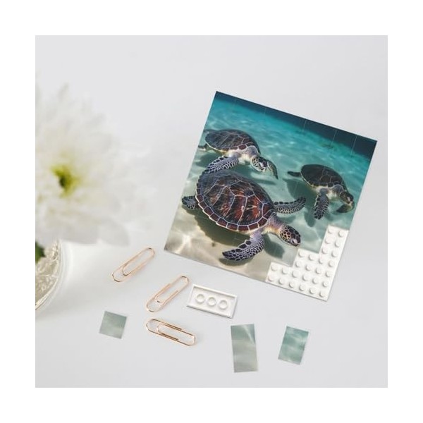 Puzzle de blocs de construction personnalisés en forme de tortues de mer pour adultes - Puzzle pour décoration dintérieur - 