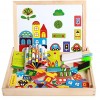 Puzzles en Bois Magnétiques avec Tableau Double-face Aimant Véhicule Jigsaw Puzzle Chevalet Planche à Dessin Noir Blanc Jeu E