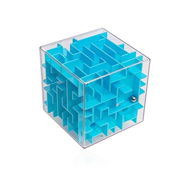 digitCUBE Puzzle 3D abyrinthe Cube XL - Jeu dadresse - 10 x 10 cm - Cadeau garçon et fille - Bleu