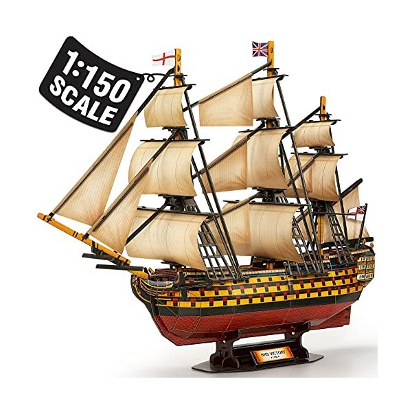 Puzzle 3D Grand Taille Navire HMS Victory pour Adultes et Adolescents Jouets, 189 Pièces