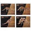 Bada Bing Lot de 4 puzzles en bois naturel 3D pour enfants - Puzzle dinosaure squelette - Pour bricolage et construction - 45