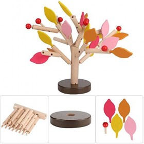 Zerodis Puzzle 3D en Bois Feuilles des Arbres Jouets Educatifs Blocs de Construction DIY Puzzles Inséré Arbre Modèle de Colle